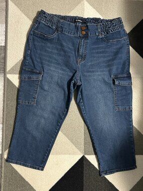 d. Jeans Elastic Waist Cargo Jean Capris Women's Size 16W